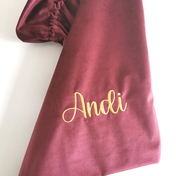 Personalised Velvet Christmas Sack- Cherry