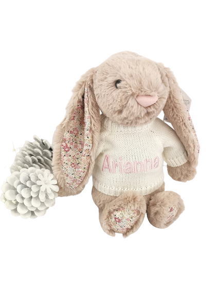 Jellycat Bashful Bunny with Personalised Jumper 30cm